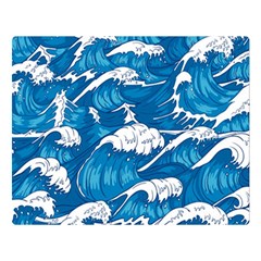 Storm Waves Seamless Pattern Raging Ocean Water Sea Wave Vintage Japanese Storms Print Illustration Two Sides Premium Plush Fleece Blanket (large) by Ket1n9