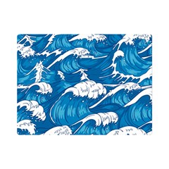 Storm Waves Seamless Pattern Raging Ocean Water Sea Wave Vintage Japanese Storms Print Illustration Premium Plush Fleece Blanket (mini) by Ket1n9