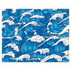 Storm Waves Seamless Pattern Raging Ocean Water Sea Wave Vintage Japanese Storms Print Illustration Premium Plush Fleece Blanket (medium) by Ket1n9