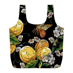 Embroidery Blossoming Lemons Butterfly Seamless Pattern Full Print Recycle Bag (l) by Ket1n9