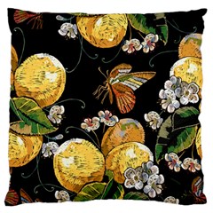 Embroidery Blossoming Lemons Butterfly Seamless Pattern Standard Premium Plush Fleece Cushion Case (two Sides) by Ket1n9