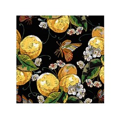 Embroidery Blossoming Lemons Butterfly Seamless Pattern Square Satin Scarf (30  X 30 ) by Ket1n9