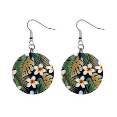 Seamless Pattern With Tropical Strelitzia Flowers Leaves Exotic Background Mini Button Earrings by Ket1n9