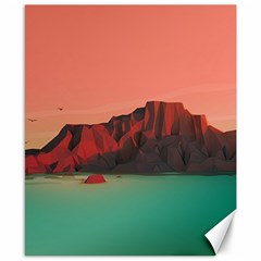 Brown Mountain Illustration Sunset Digital Art Mountains Canvas 8  X 10 