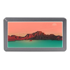 Brown Mountain Illustration Sunset Digital Art Mountains Memory Card Reader (mini) by Cendanart