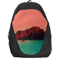 Brown Mountain Illustration Sunset Digital Art Mountains Backpack Bag