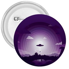 Ufo Illustration Style Minimalism Silhouette 3  Buttons