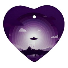 Ufo Illustration Style Minimalism Silhouette Ornament (heart) by Cendanart