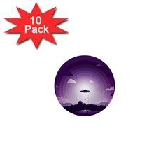 Ufo Illustration Style Minimalism Silhouette 1  Mini Buttons (10 pack) 