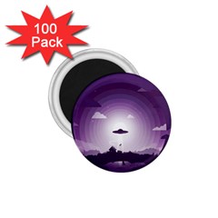 Ufo Illustration Style Minimalism Silhouette 1.75  Magnets (100 pack) 