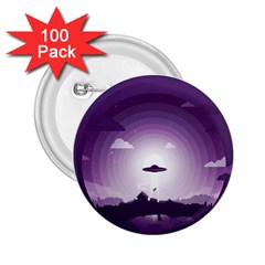 Ufo Illustration Style Minimalism Silhouette 2.25  Buttons (100 pack) 