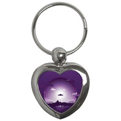 Ufo Illustration Style Minimalism Silhouette Key Chain (Heart)