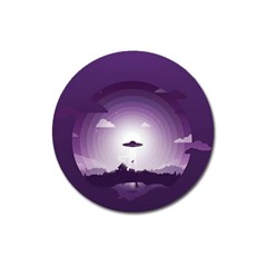 Ufo Illustration Style Minimalism Silhouette Magnet 3  (Round)