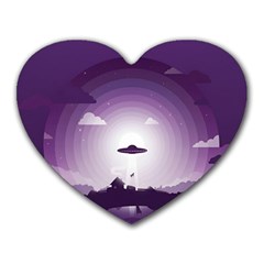 Ufo Illustration Style Minimalism Silhouette Heart Mousepad