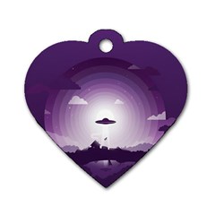 Ufo Illustration Style Minimalism Silhouette Dog Tag Heart (One Side)