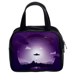 Ufo Illustration Style Minimalism Silhouette Classic Handbag (Two Sides)