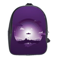 Ufo Illustration Style Minimalism Silhouette School Bag (Large)