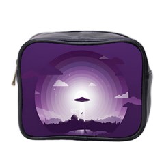 Ufo Illustration Style Minimalism Silhouette Mini Toiletries Bag (Two Sides)