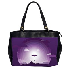 Ufo Illustration Style Minimalism Silhouette Oversize Office Handbag (2 Sides)