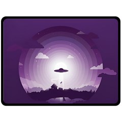 Ufo Illustration Style Minimalism Silhouette Fleece Blanket (Large)