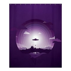 Ufo Illustration Style Minimalism Silhouette Shower Curtain 60  X 72  (medium)  by Cendanart