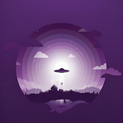 Ufo Illustration Style Minimalism Silhouette Play Mat (Square)