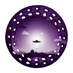 Ufo Illustration Style Minimalism Silhouette Round Filigree Ornament (Two Sides)