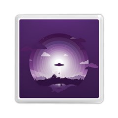 Ufo Illustration Style Minimalism Silhouette Memory Card Reader (Square)