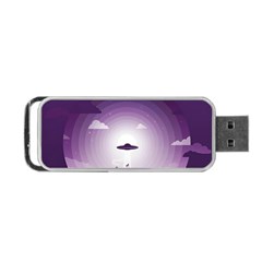 Ufo Illustration Style Minimalism Silhouette Portable USB Flash (Two Sides)