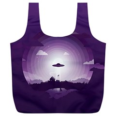 Ufo Illustration Style Minimalism Silhouette Full Print Recycle Bag (XL)