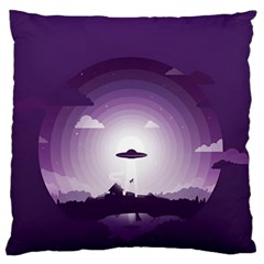 Ufo Illustration Style Minimalism Silhouette Standard Premium Plush Fleece Cushion Case (One Side)