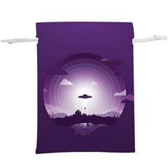 Ufo Illustration Style Minimalism Silhouette Lightweight Drawstring Pouch (XL)