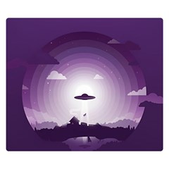 Ufo Illustration Style Minimalism Silhouette Premium Plush Fleece Blanket (Small)