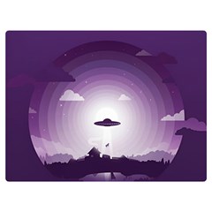 Ufo Illustration Style Minimalism Silhouette Two Sides Premium Plush Fleece Blanket (Extra Small)