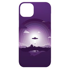 Ufo Illustration Style Minimalism Silhouette iPhone 14 Plus Black UV Print Case