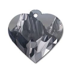 Gray Mountain Illustration Grey Mountain Digital Dog Tag Heart (one Side)