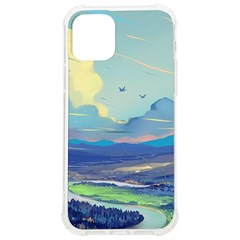 Mountains And Trees Illustration Painting Clouds Sky Landscape Iphone 12/12 Pro Tpu Uv Print Case by Cendanart