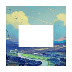 Mountains And Trees Illustration Painting Clouds Sky Landscape White Box Photo Frame 4  X 6  by Cendanart