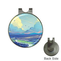 Mountains And Trees Illustration Painting Clouds Sky Landscape Hat Clips With Golf Markers