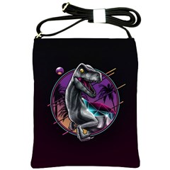 Style Dinosaur  80s Synth Retrowave Shoulder Sling Bag by Cendanart