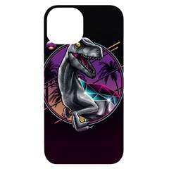 Style Dinosaur  80s Synth Retrowave Iphone 14 Black Uv Print Case by Cendanart