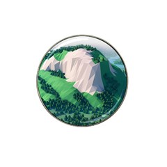 Green And White Polygonal Mountain Hat Clip Ball Marker by Cendanart