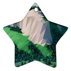 Green And White Polygonal Mountain Star Ornament (Two Sides)