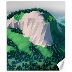 Green And White Polygonal Mountain Canvas 8  X 10 