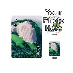 Green And White Polygonal Mountain Playing Cards 54 Designs (mini)