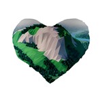 Green And White Polygonal Mountain Standard 16  Premium Heart Shape Cushions Back