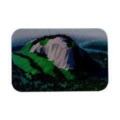 Green And White Polygonal Mountain Open Lid Metal Box (Silver)  