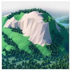 Green And White Polygonal Mountain Lightweight Scarf  by Cendanart