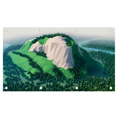 Green And White Polygonal Mountain Banner And Sign 7  X 4  by Cendanart