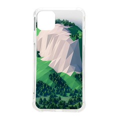 Green And White Polygonal Mountain Iphone 11 Pro Max 6 5 Inch Tpu Uv Print Case by Cendanart